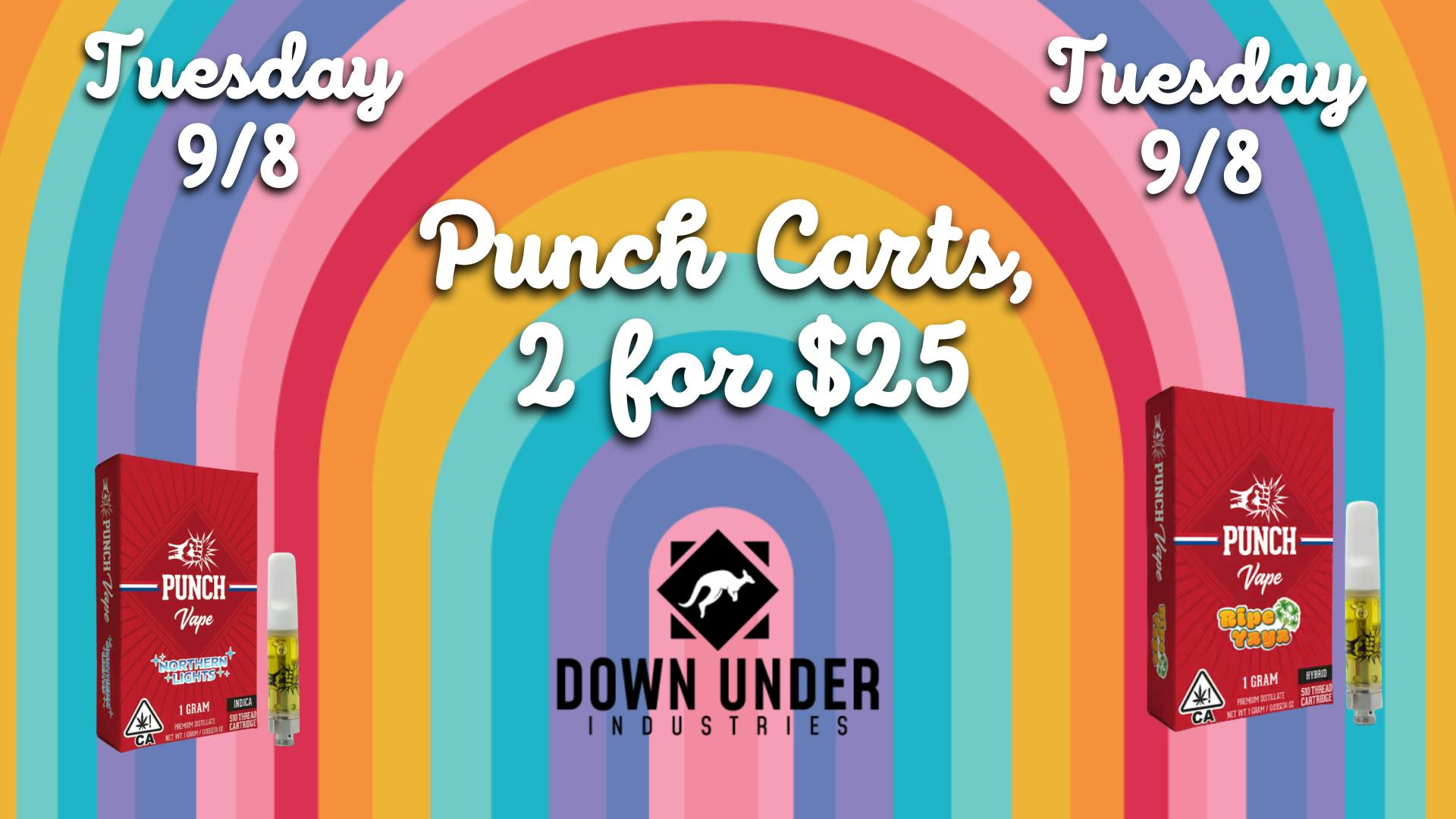 Down Under Industries Dispensary Punch extracts Carts 2 for $25