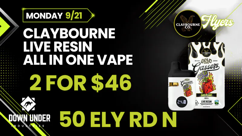Down Under Industries - Marin Claybourne Live Resin All in One Vapes: 2 for $46