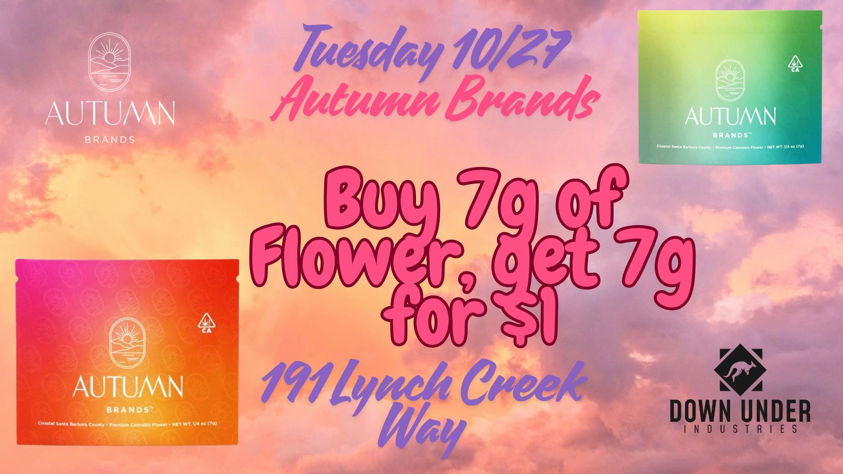 Down Under Industries Delivery Autumn Brands 7 gram Deal