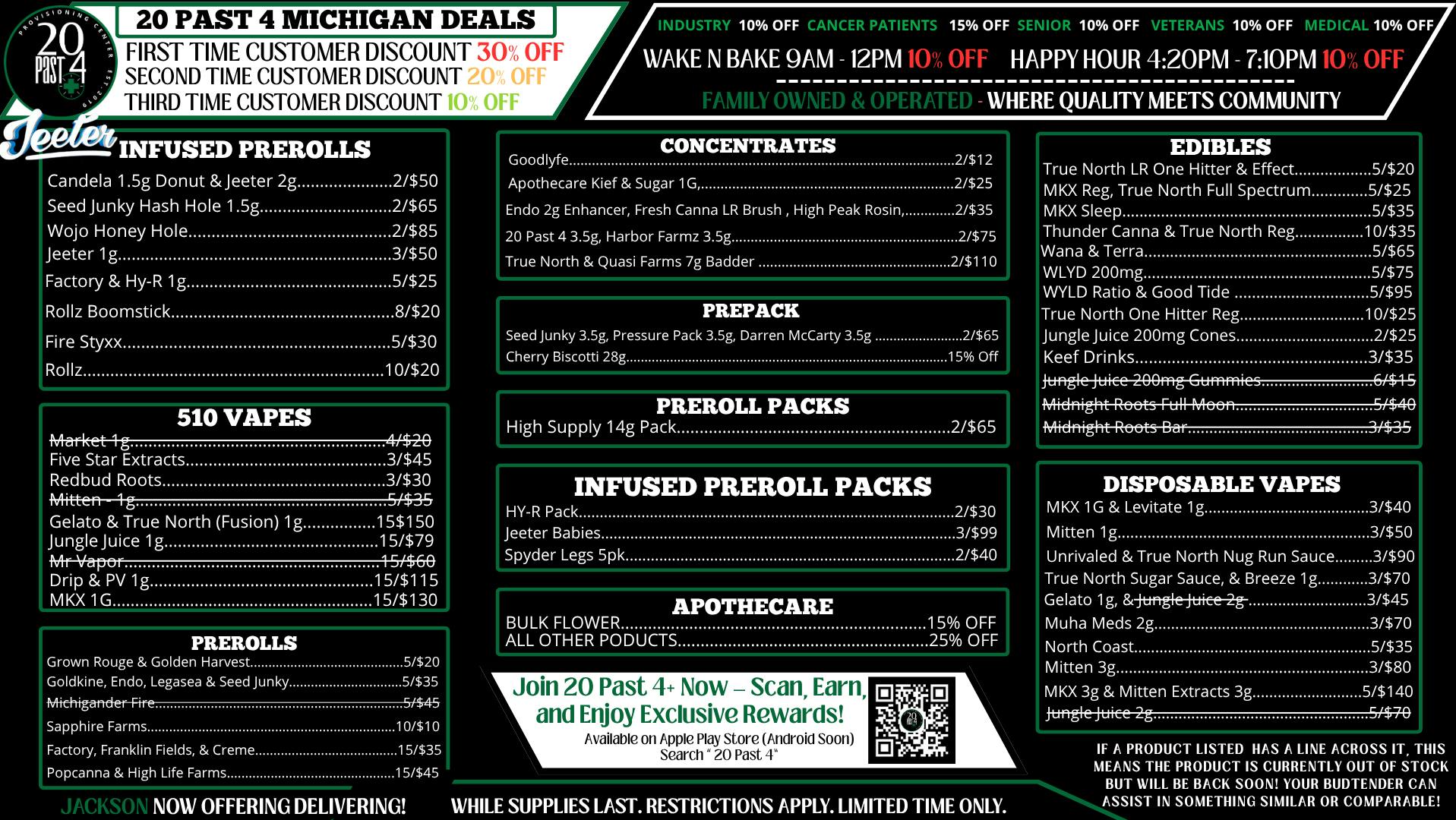 20 Past 4 Jackson - Delivery 20 PAST 4 MICHIGAN DEALS