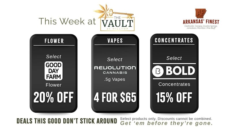The Vault at Hilltop Revolutionize your rotation-4 for $65.” Premium .5