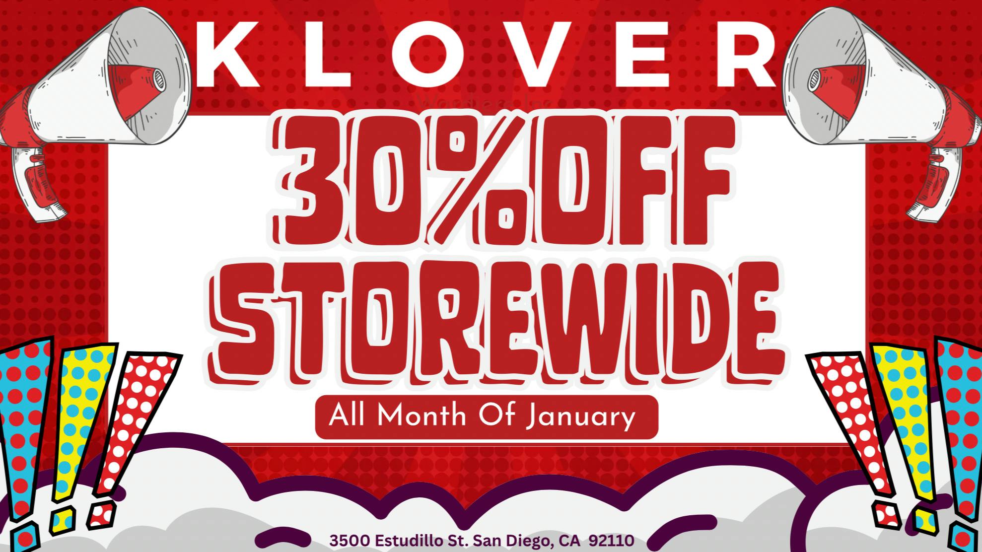 Klover 30% OFF All January Long!