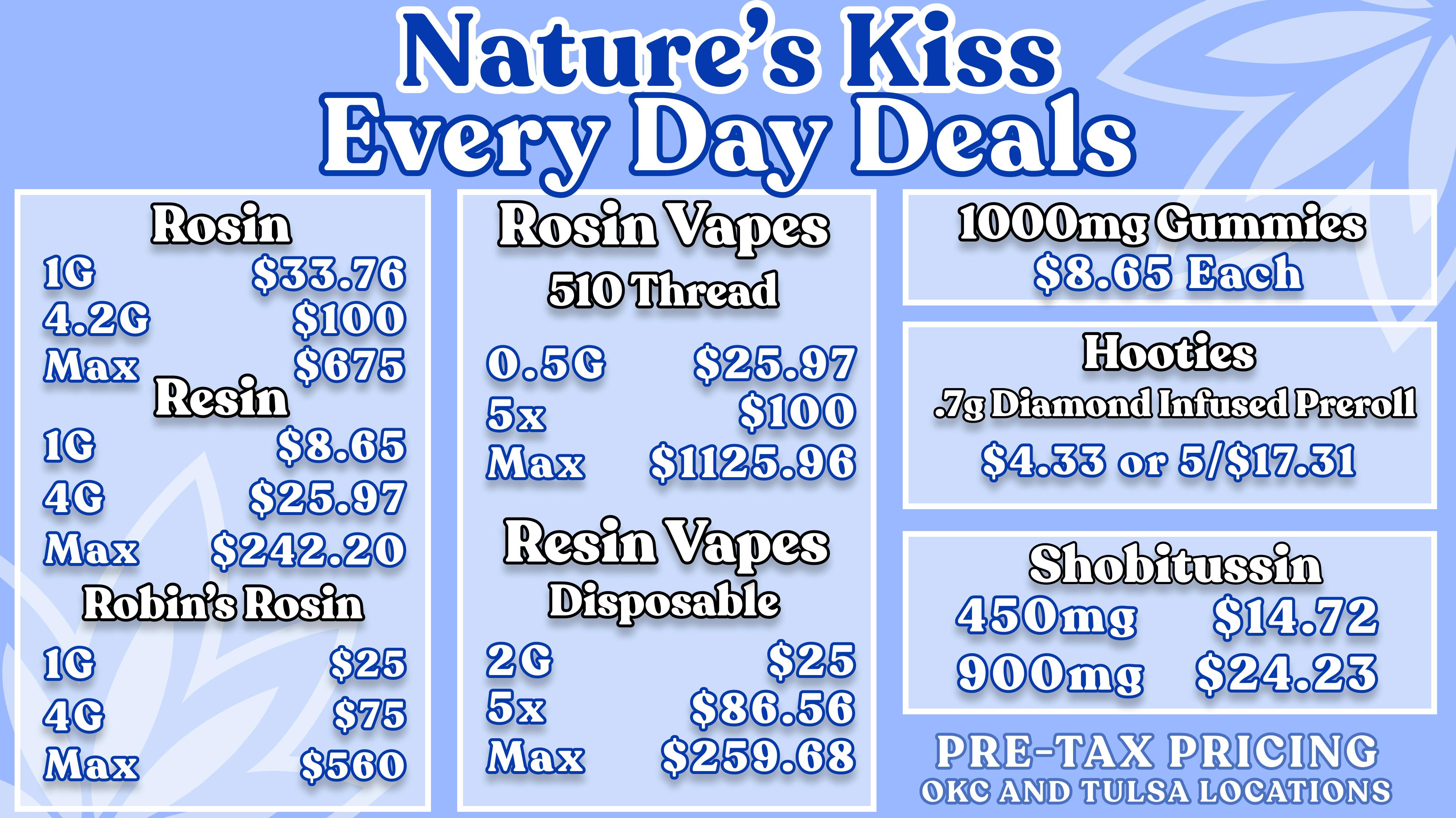 Nature's Kiss Rosin 4 for $100 EVERY DAY