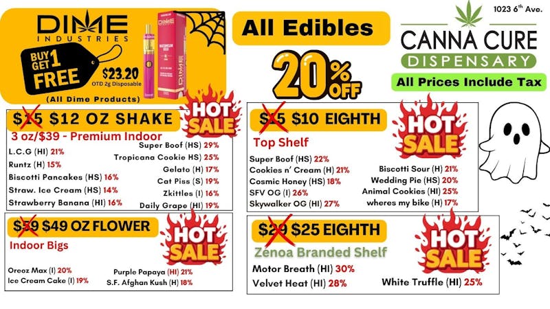 Canna Cure Dispensary II - Stillwater: Tax Included Pricing DimeBuy1Get1 IndoorBig$49oz TopShelf3.5g$10 OTD