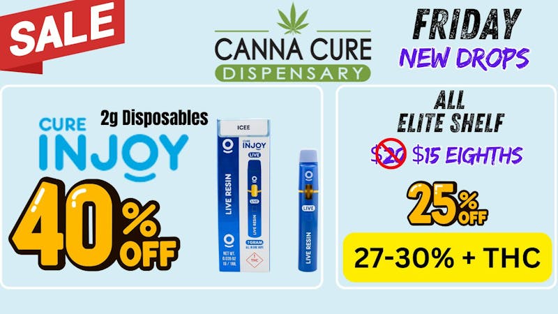 Canna Cure Dispensary II - Stillwater: Tax Included Pricing CureInjoy2g.Disposables40%Off!EliteFlower25%Off!