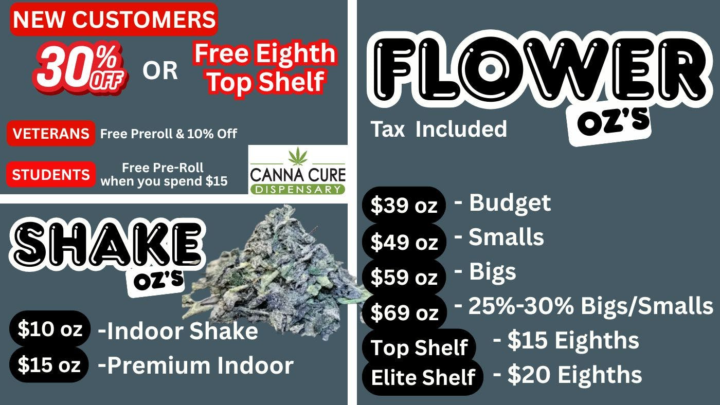 Canna Cure Dispensary III - Edmond: NOW OPEN! Tax Included Pricing 30%OFF New Customers or Free Top Shelf 3.5gram