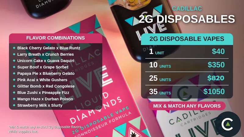 Holistic Wellness (By Appointment Only) Cadillac 2G Disposables — Bulk Mix & Match