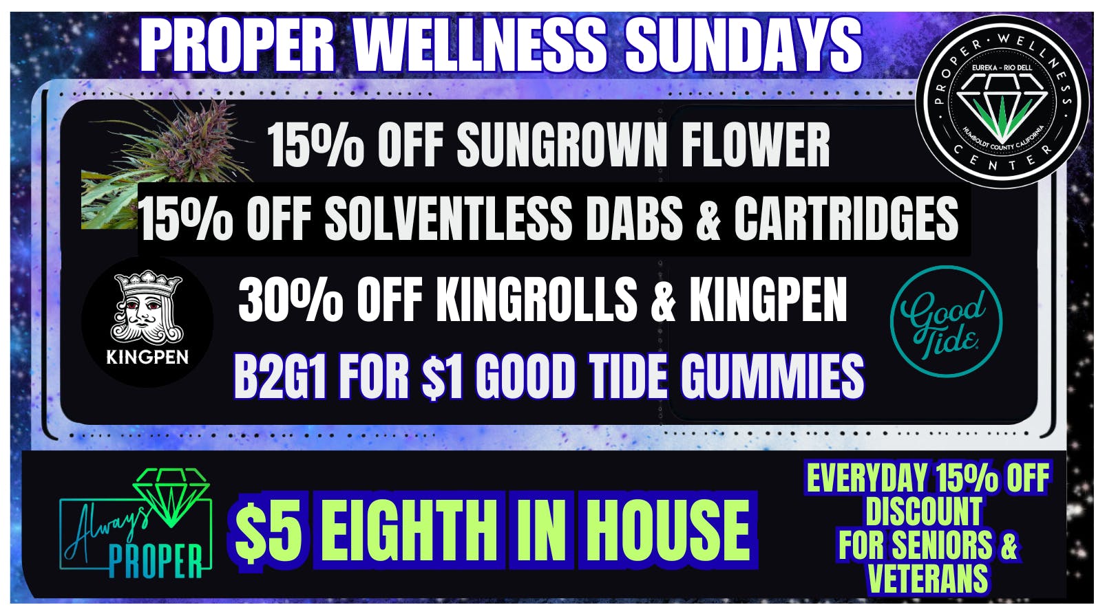 Proper Wellness Center 30% off Kingpen and KingRolls on Sundays