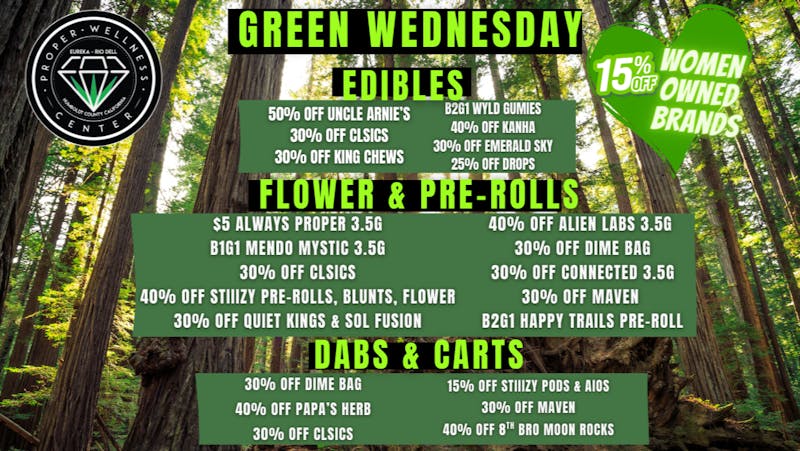 Proper Wellness Center 50% off Uncle Arnies- Green Wednesday!