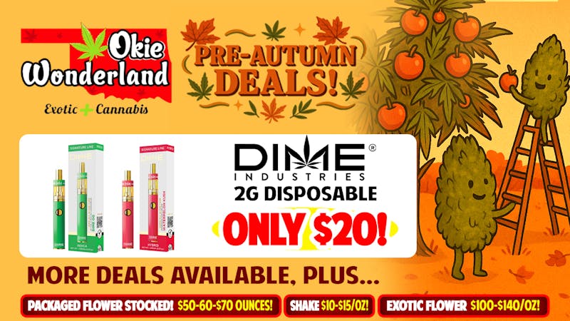 OKIE WONDERLAND JENKS: NOW OPEN! 🔥 DIME 2G DISPOSABLE $20! 🔥