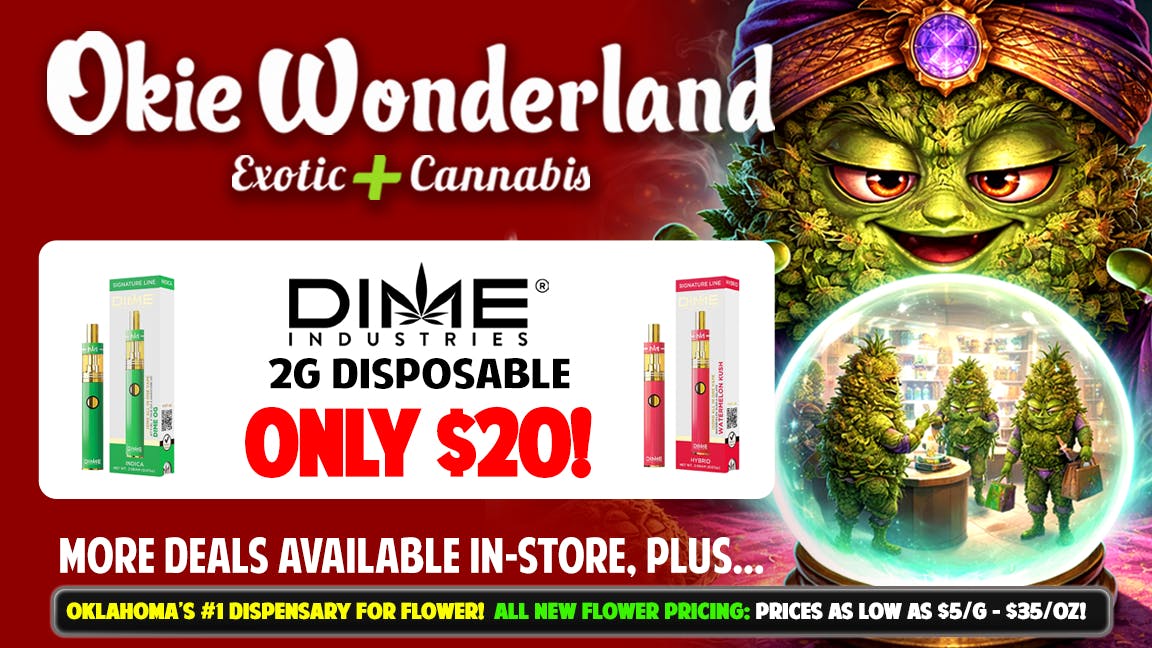 Okie Wonderland - Claremore 🔥🔥DIME 2G DISPOSABLE ONLY $20 🔥ALL FLAVORS 🔥🔥