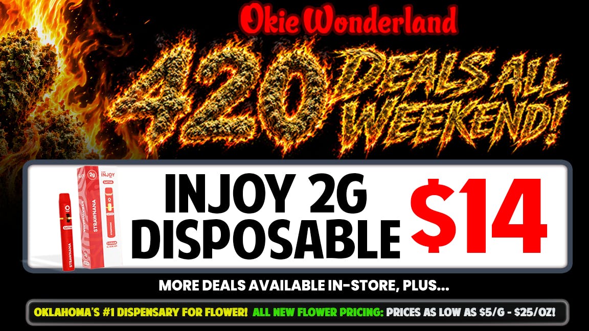 Okie Wonderland Dispensary Tulsa- 51st St & Memorial 🔥INJOY 2G LIVE DISPOSABLE ONLY $14!🔥 ALL FLAVORS