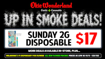 Skunks Den Dispensary Tulsa by Okie Wonderland 🔥 SUNDAY 2G DISPOSABLE $17! 🔥