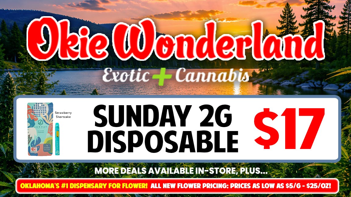 Okie Wonderland Dispensary - OKC/The Village 🔥SUNDAY 2G DISPOSABLE🔥 ONLY $17!🔥