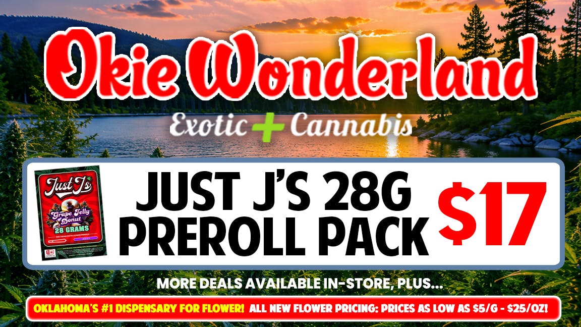 Skunks Den Dispensary Tulsa by Okie Wonderland JUST J'S 28G PREROLL PACK • ALL STRAINS • ONLY $17