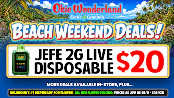 Skunks Den Dispensary Tulsa by Okie Wonderland 🔥JEFE 2G LIVE DISPOSABLE ONLY $20! 🔥 ALL FLAVORS