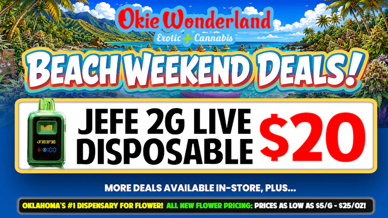 Okie Wonderland Dispensary - OKC/The Village 🔥JEFE 2G LIVE DISPOSABLE ONLY $20! 🔥 ALL FLAVORS