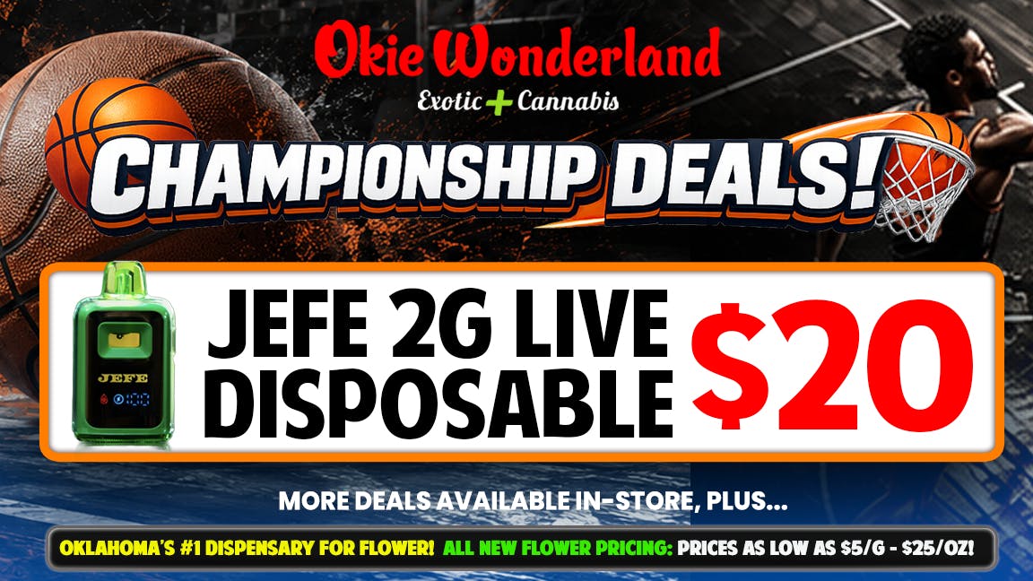Skunks Den Dispensary Tulsa by Okie Wonderland 🔥JEFE 2G LIVE DISPOSABLE ONLY $20! 🔥 ALL FLAVORS