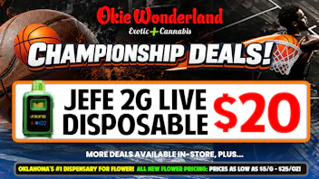 Skunks Den Dispensary Tulsa by Okie Wonderland 🔥JEFE 2G LIVE DISPOSABLE ONLY $20! 🔥 ALL FLAVORS