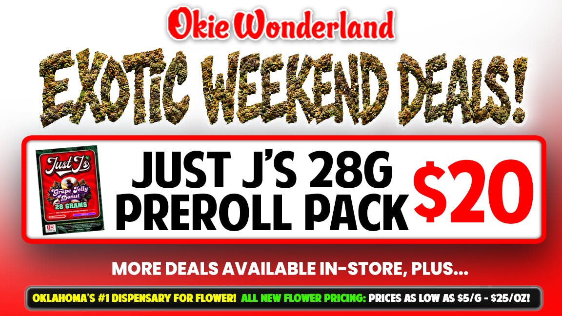 Okie Wonderland Dispensary - OKC/The Village JUST J'S 28G PREROLL PACKS🔥ALL STRAINS ONLY $20!