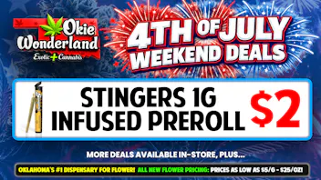 Skunks Den Dispensary Tulsa by Okie Wonderland 🔥🇺🇸 STINGERS 1G INFUSED PREROLL ONLY $2! 🇺🇸🔥