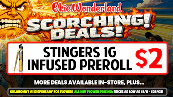 Elite Dispensary Mustang by Okie Wonderland - Now Open! 🔥 STINGERS INFUSED 1G PREROLL ONLY $2!!! 🔥