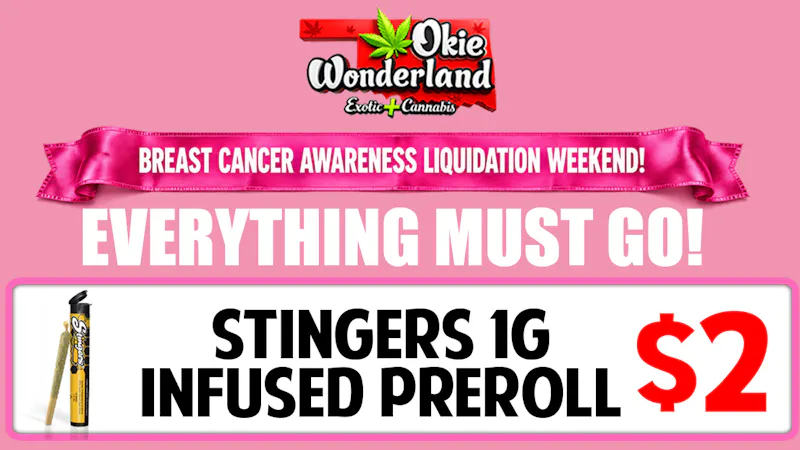 Skunks Den Dispensary Tulsa by Okie Wonderland STINGERS INFUSED PREROLL $2