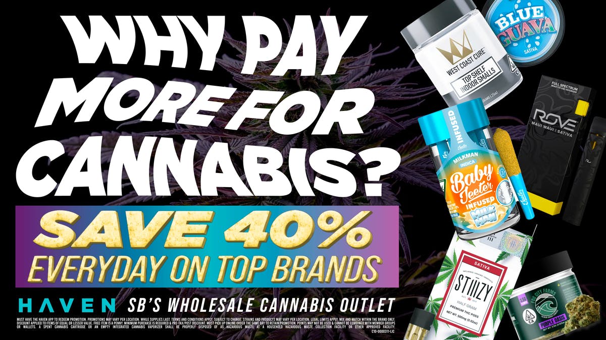 HAVEN Cannabis Marijuana and Weed Dispensary - San Bernardino 40% Off Every Order