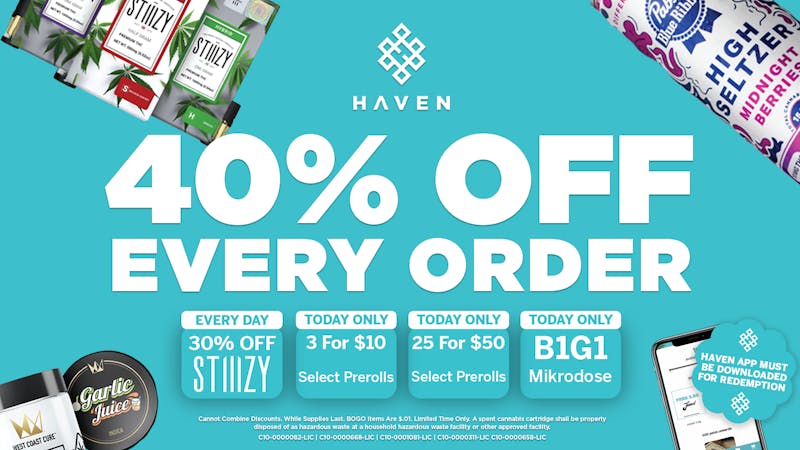 HAVEN Cannabis Marijuana and Weed Dispensary - Paramount 40% Off Every Order