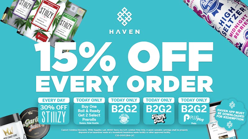 HAVEN Cannabis Marijuana and Weed Dispensary - Orange County 15% Off All Orders + Daily Deals