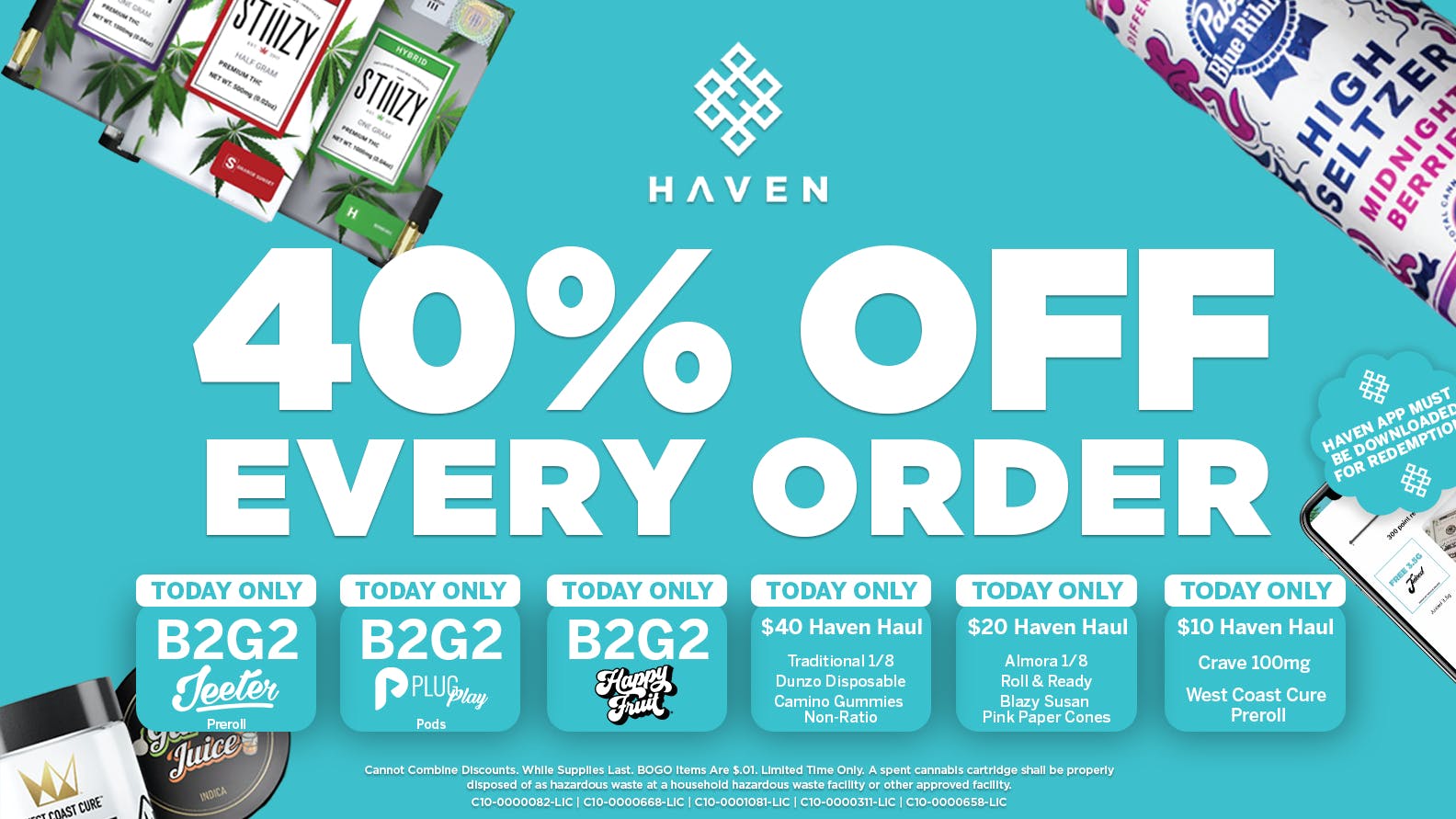HAVEN Cannabis Marijuana and Weed Dispensary - Fresno 40% Off Every Order