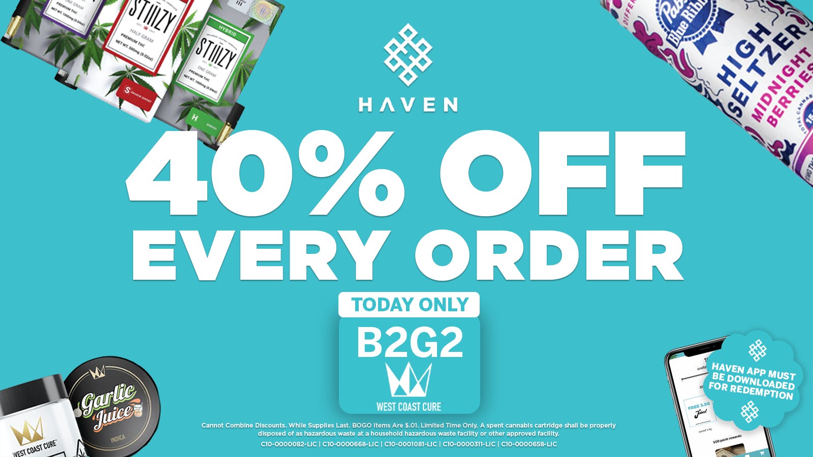 HAVEN Cannabis Marijuana and Weed Dispensary - Corona 40% Off Every Order