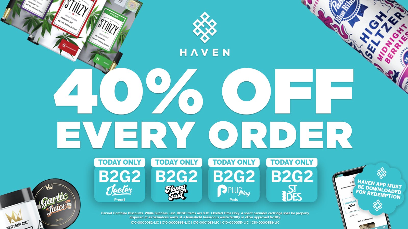 HAVEN Cannabis Marijuana and Weed Dispensary - Corona 40% Off Every Order