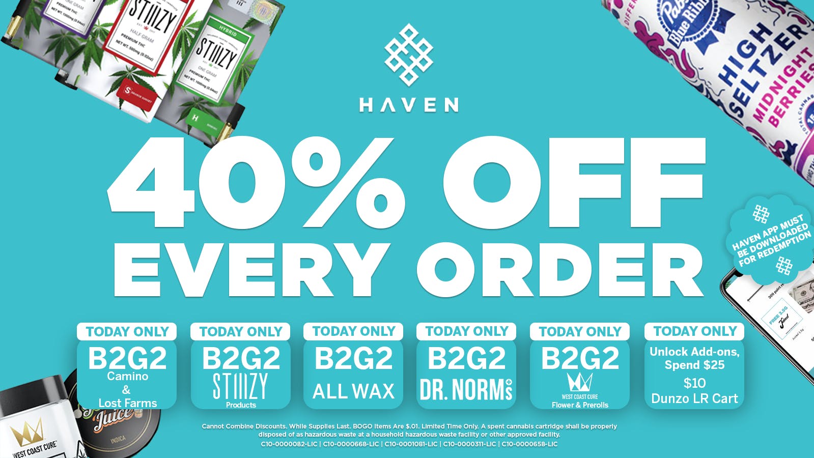 HAVEN Cannabis Marijuana and Weed Dispensary - Maywood 40% Off Every Order