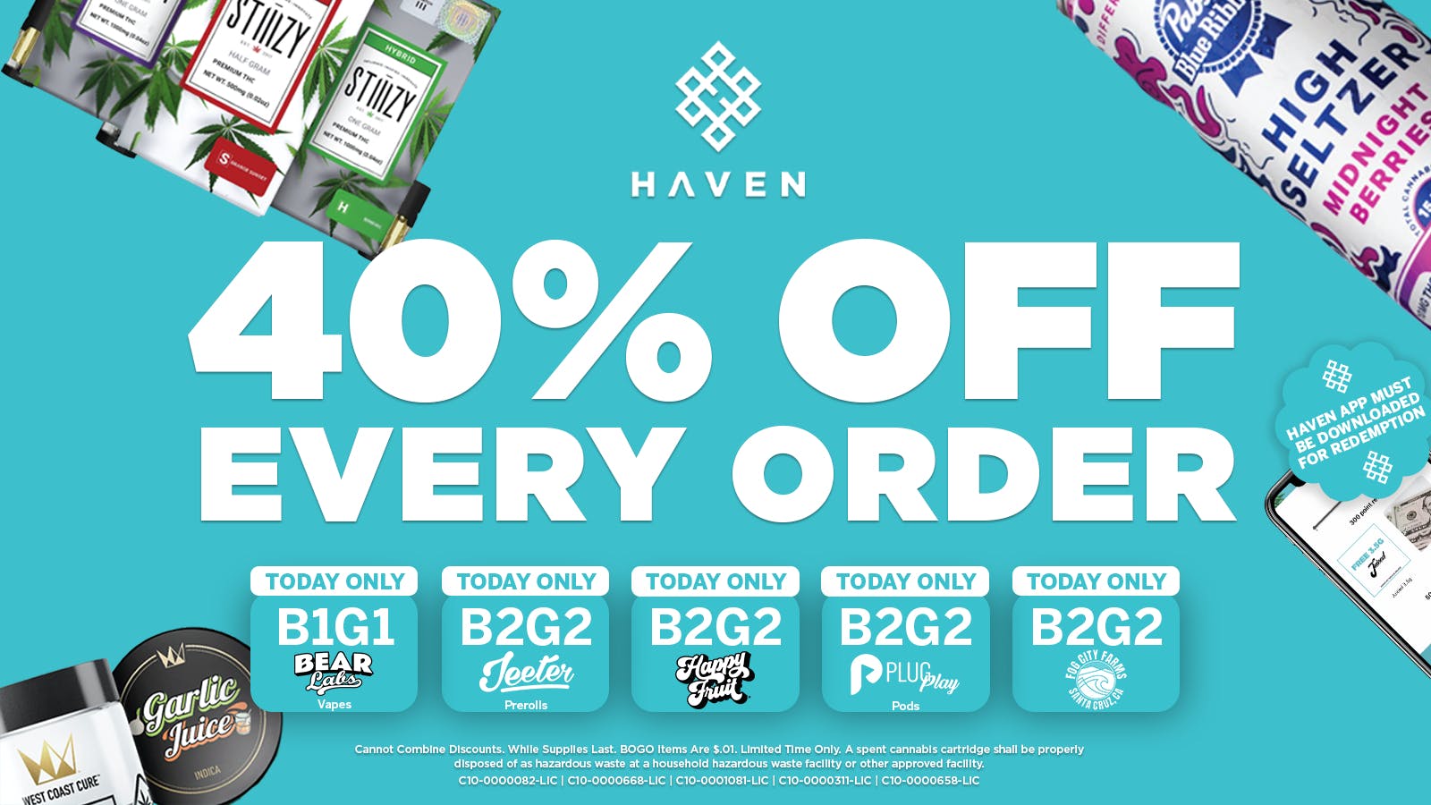 HAVEN Cannabis Marijuana and Weed Dispensary - Fresno 40% Off Every Order