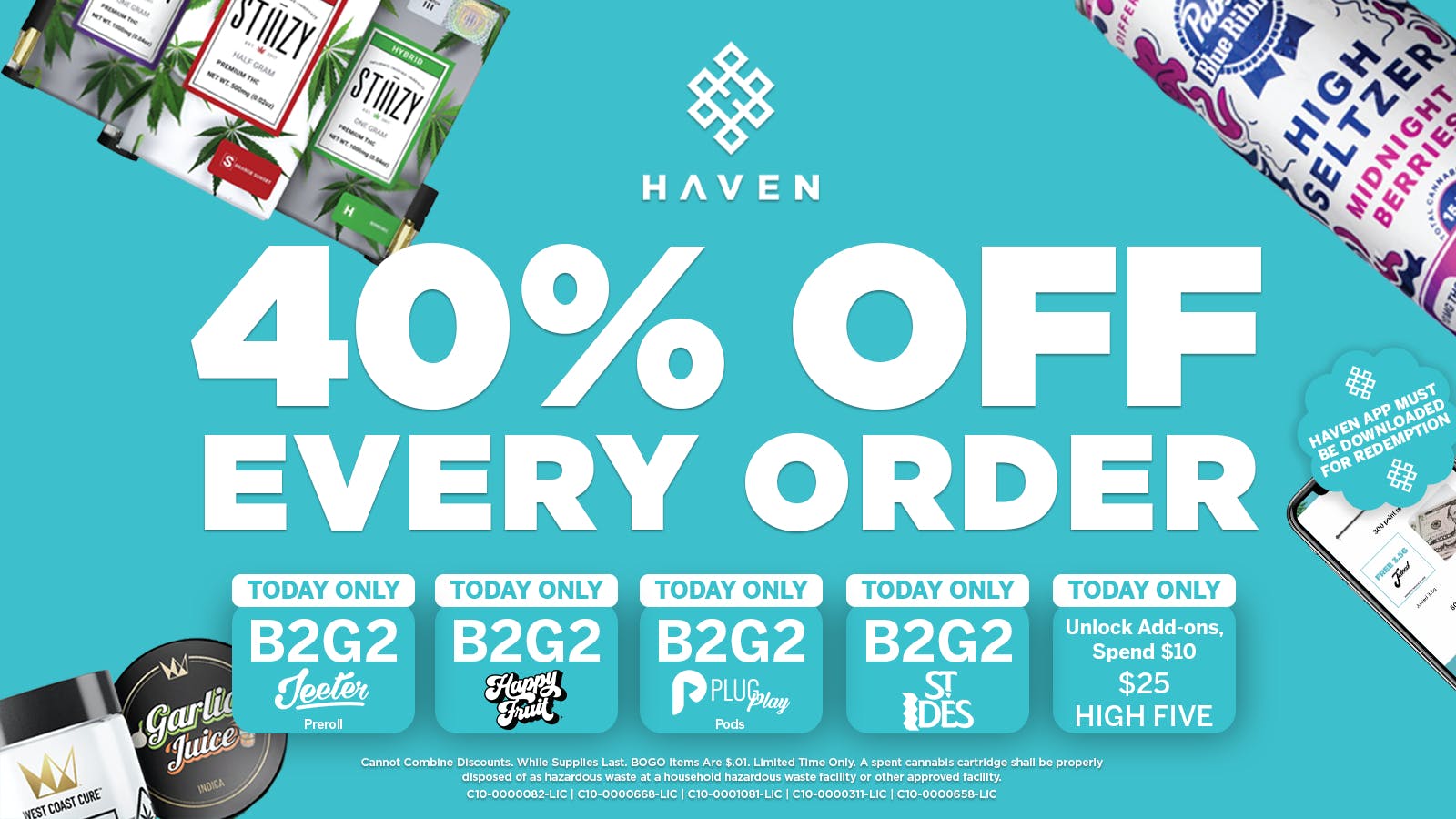 HAVEN Cannabis Marijuana and Weed Dispensary - Fresno 40% Off Every Order