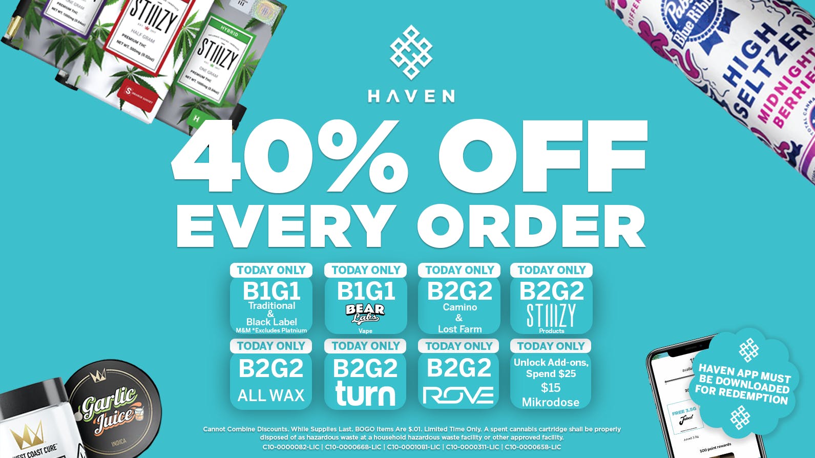 HAVEN Cannabis Marijuana and Weed Dispensary - Corona 40% Off Every Order