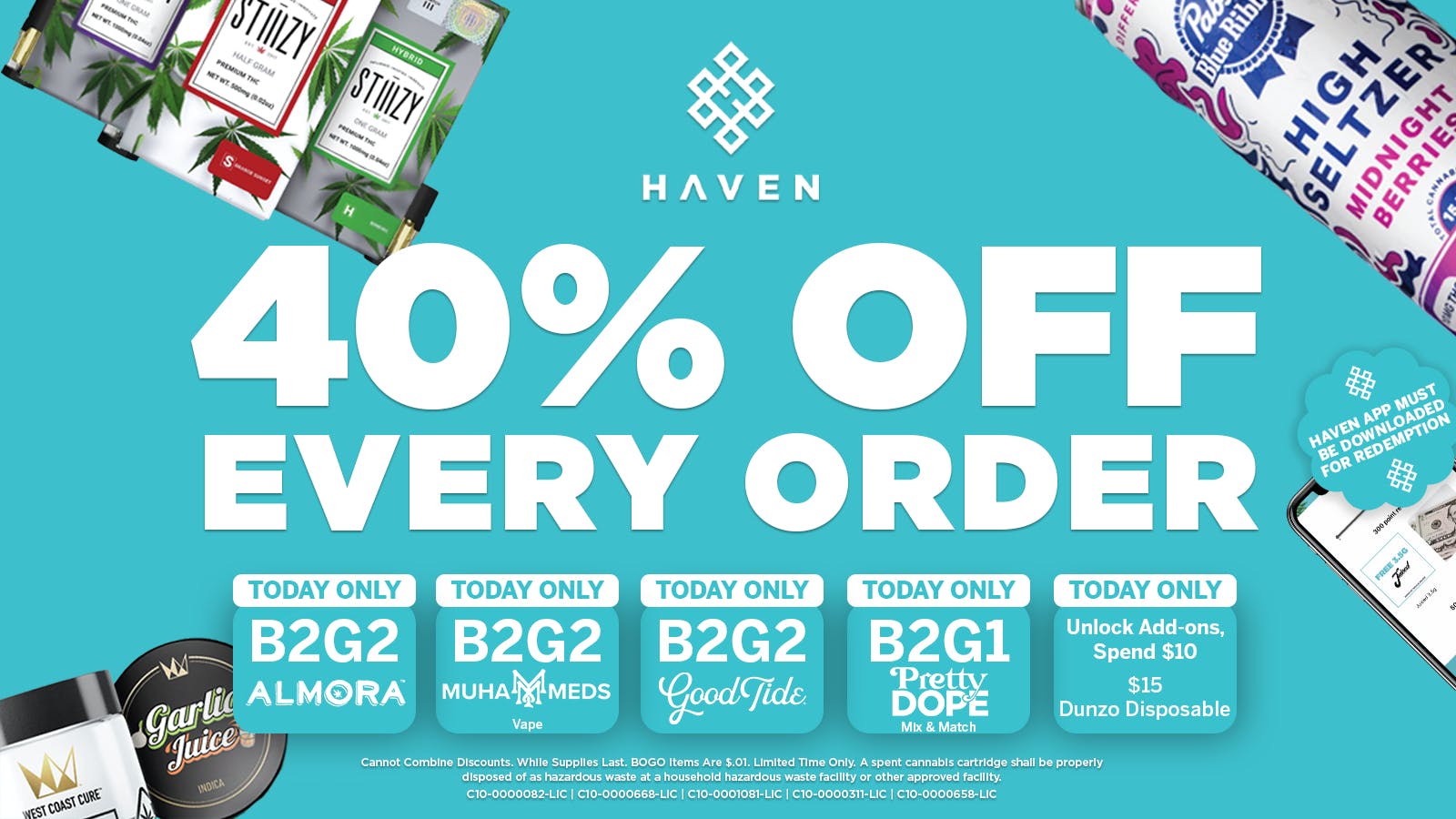 HAVEN Cannabis Marijuana and Weed Dispensary - Fresno 40% Off Every Order