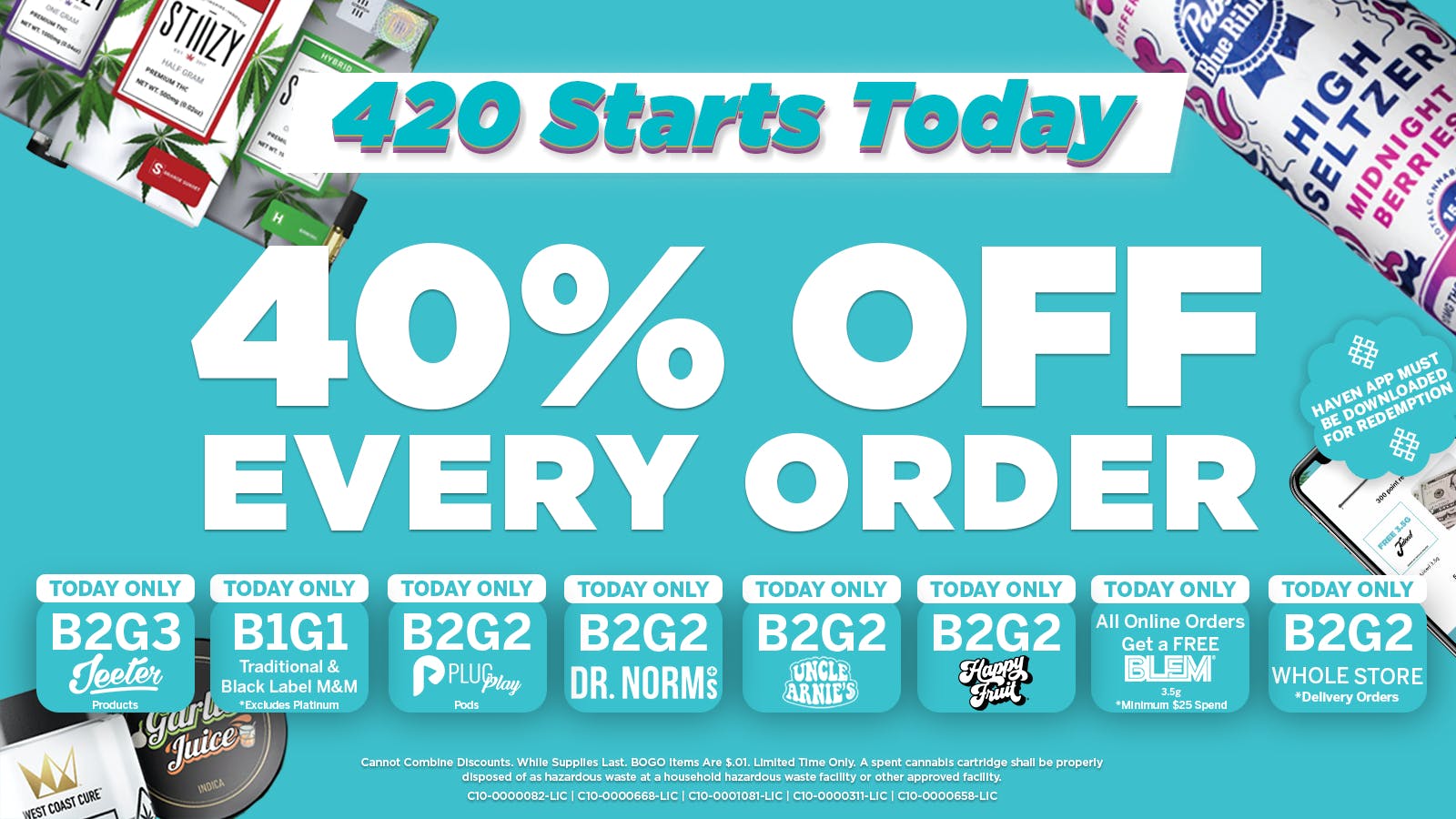 HAVEN Cannabis Marijuana and Weed Dispensary - Fresno 40% Off Every Order