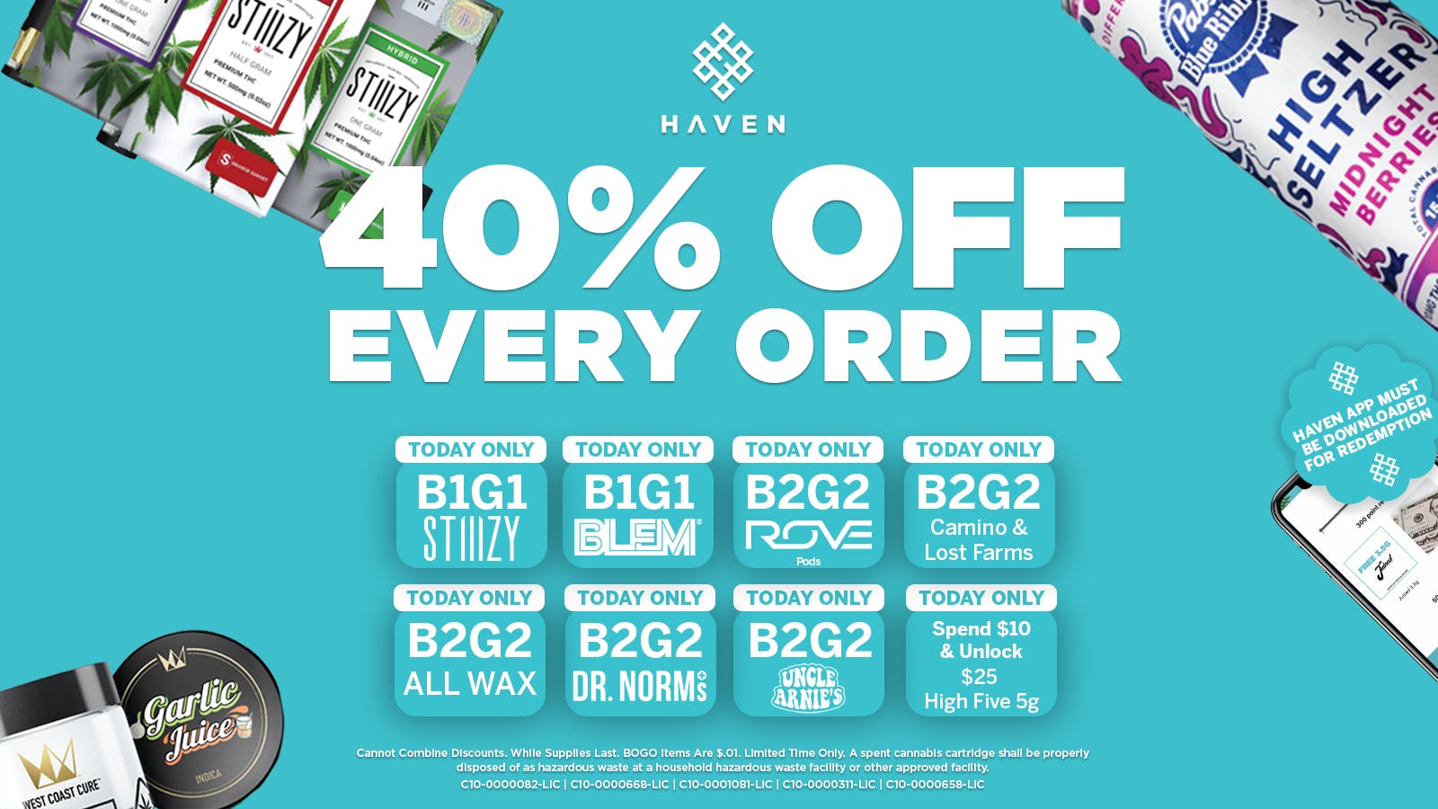 HAVEN Cannabis Marijuana and Weed Dispensary - Fresno 40% Off Every Order