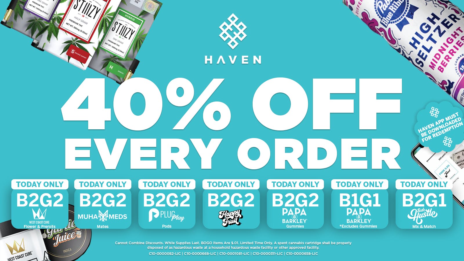 HAVEN Cannabis Marijuana and Weed Dispensary - Fresno 40% Off Every Order