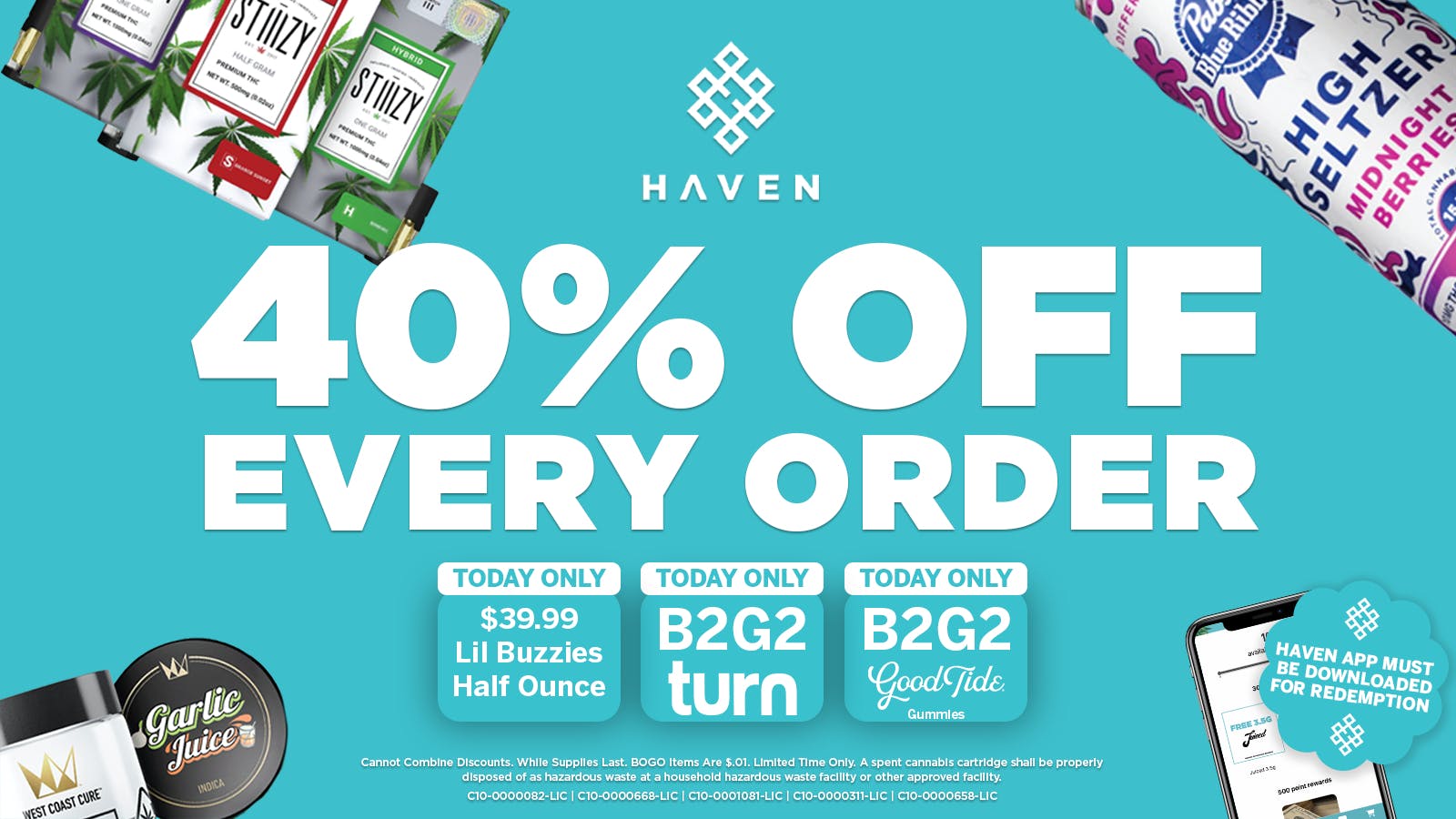 HAVEN Cannabis Marijuana and Weed Dispensary - Fresno 40% Off Every Order