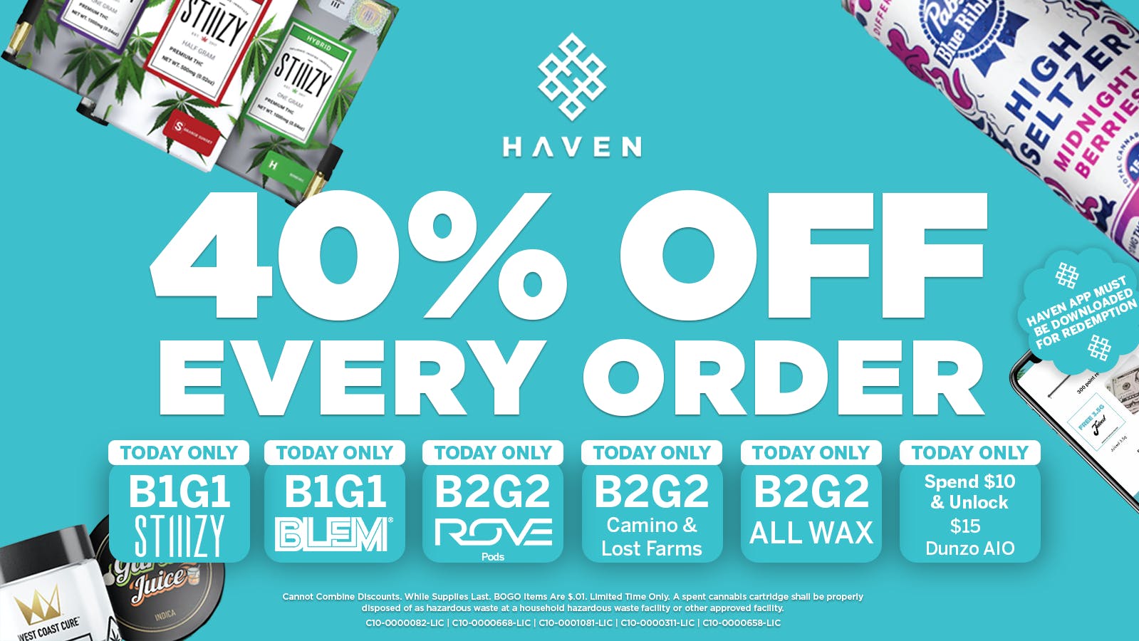 HAVEN Cannabis Marijuana and Weed Dispensary - Fresno 40% Off Every Order