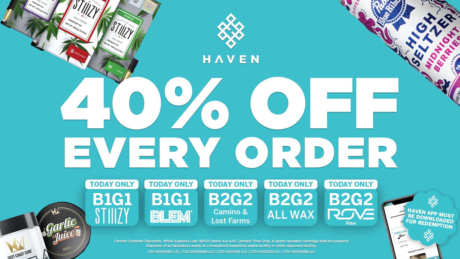 HAVEN Cannabis Marijuana and Weed Dispensary - Fresno 40% Off Every Order