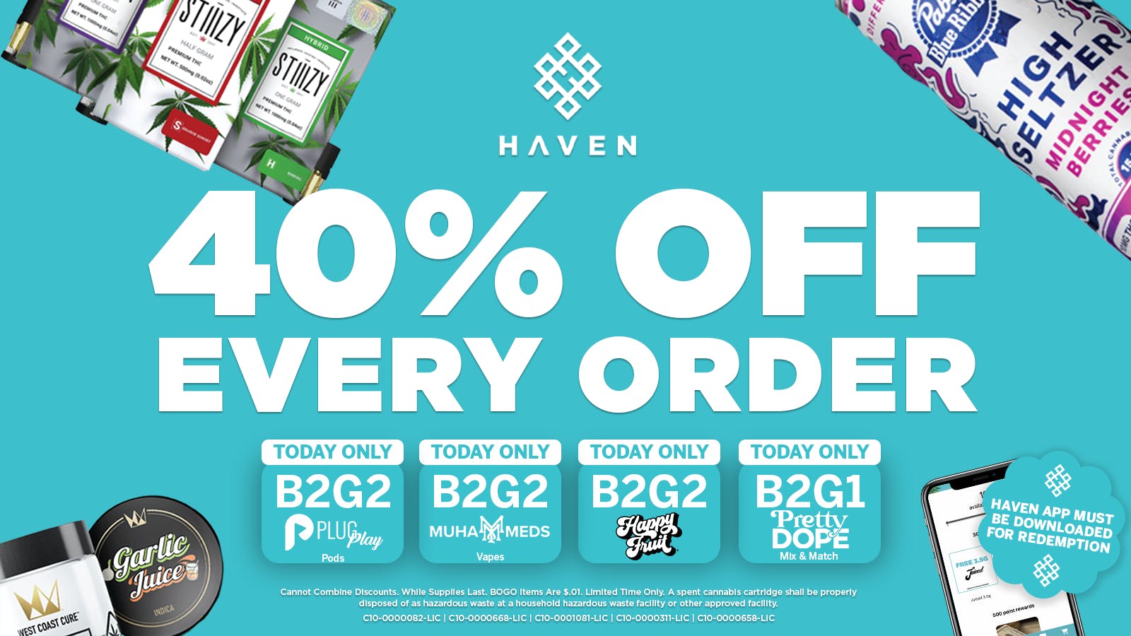 HAVEN Cannabis Marijuana and Weed Dispensary - Fresno 40% Off Every Order