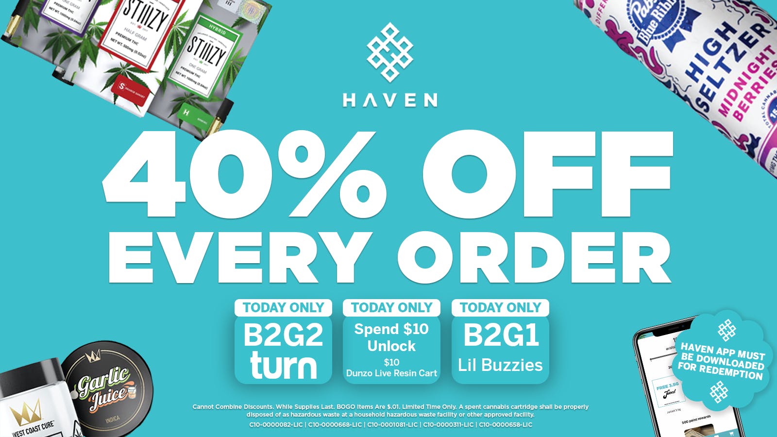 HAVEN Cannabis Marijuana and Weed Dispensary - Fresno 40% Off Every Order