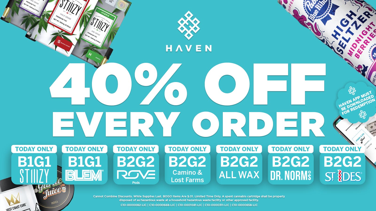 HAVEN Cannabis Marijuana and Weed Dispensary - Fresno 40% Off Every Order