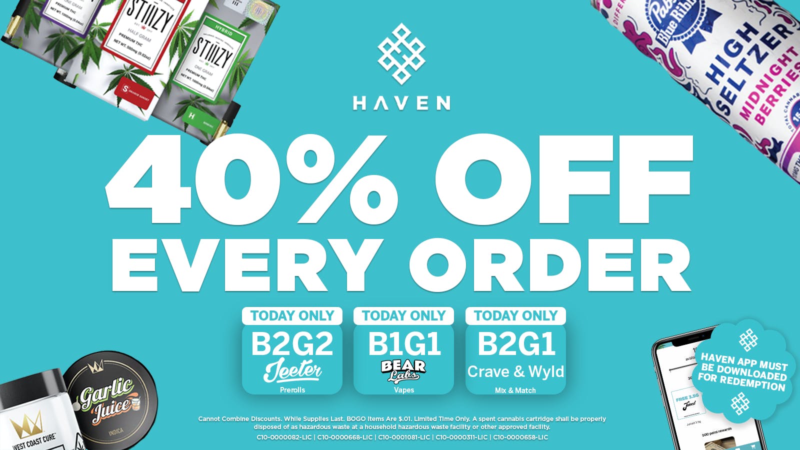 HAVEN Cannabis Marijuana and Weed Dispensary - Fresno 40% Off Every Order