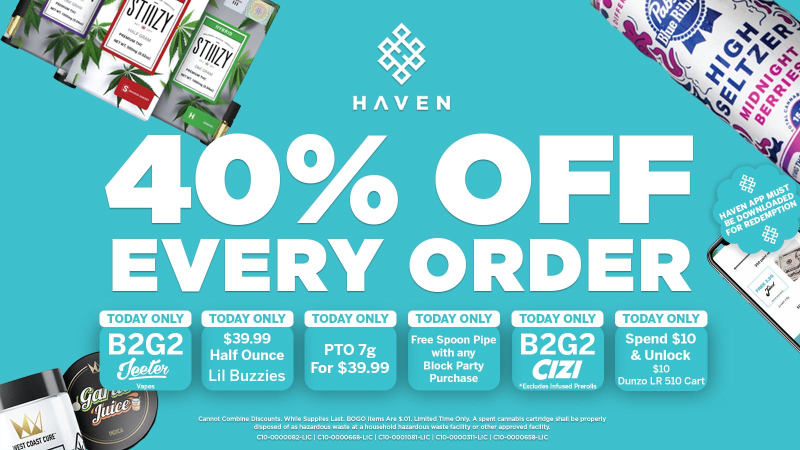 HAVEN Cannabis Marijuana and Weed Dispensary - Fresno 40% Off Every Order