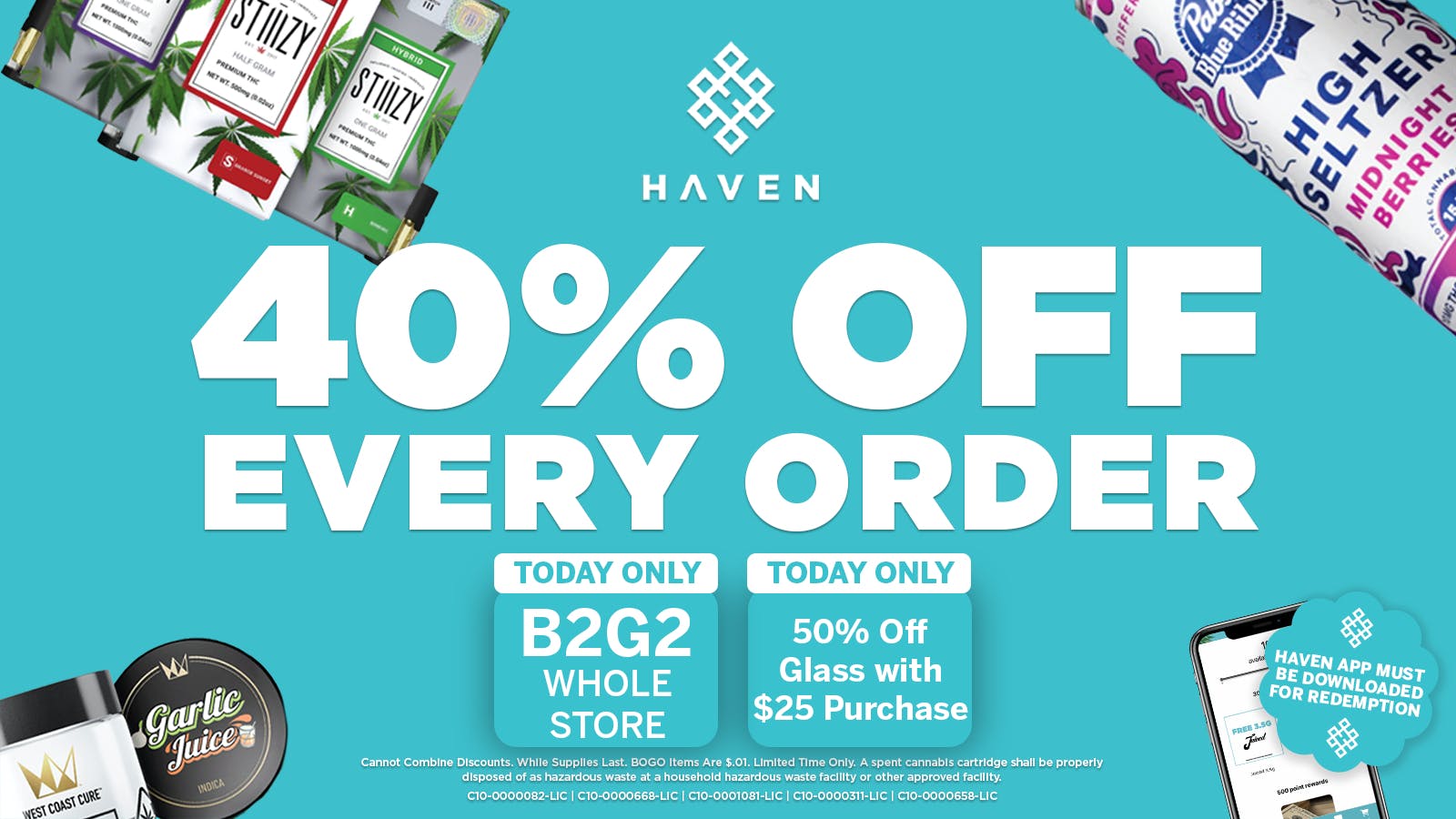 HAVEN Cannabis Marijuana and Weed Dispensary - Fresno 40% Off Every Order